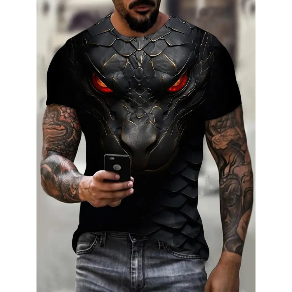 

Мужская футболка с принтом 3D-дракона, летняя уличная повседневная одежда с круглым вырезом и коротким рукавом, футболки, топы, модная футболка Harajuku oversize XL