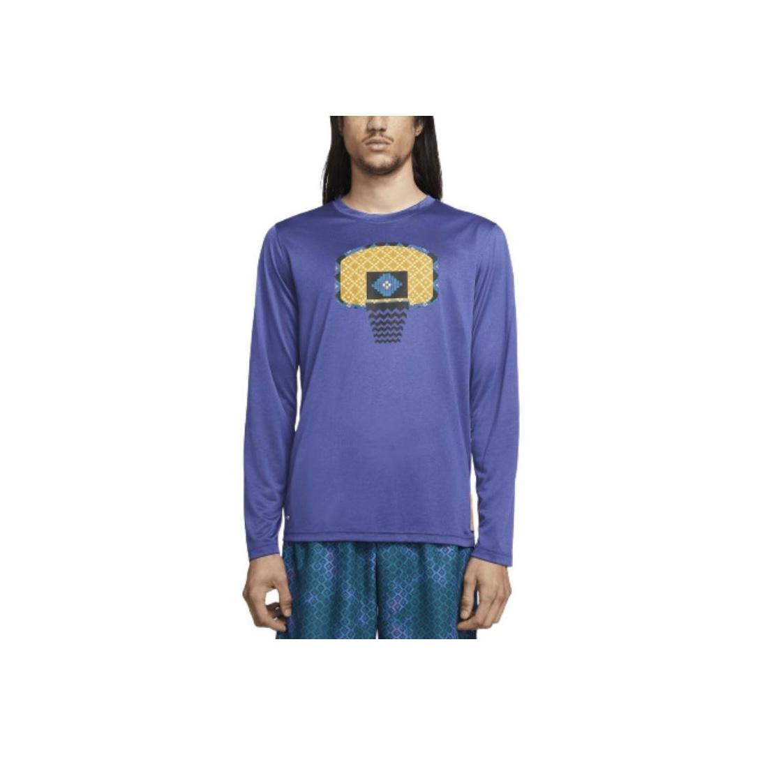 

Nike Graphic Print Pullover Crew Neck Long Sleeve T-Shirt Men Tops Purple DO5073-510 XL