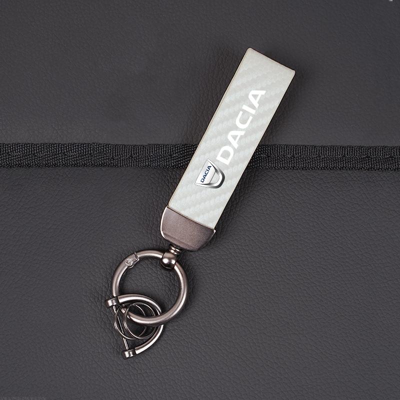 Carbon Fiber Leather Keyrings Car Keychain Accessories For Dacia Duster Logan Sandero Stepway Dokker Lodgy MCV 2019 Spring