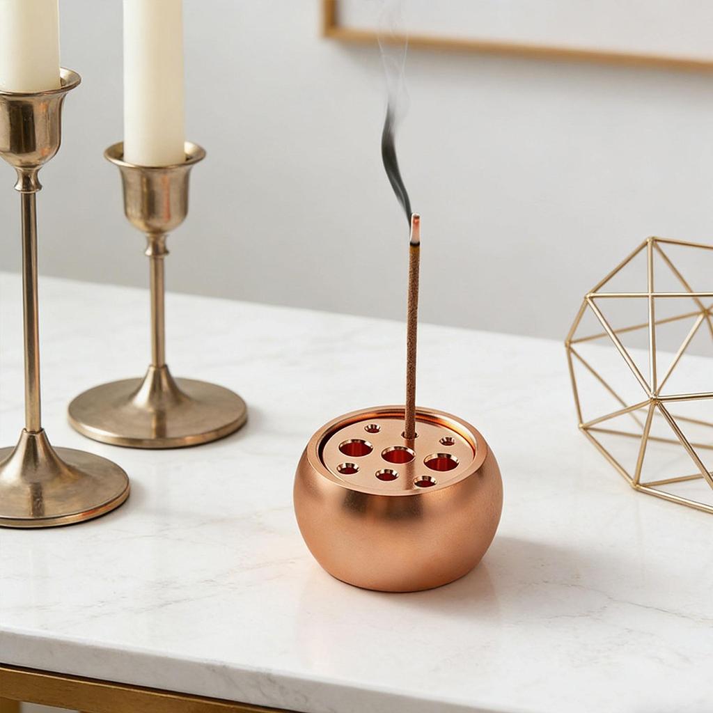 Pure Copper Incense Cone Holder Multi Stick Support Fragrance Diffuser for Office Desk Ornament and Decor