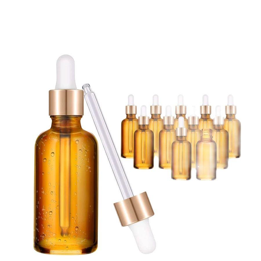 12pcs+4 Accessories Glass Dropper Bottles, 50ml Empty Tincture Dropper Bottles with 12 Dropper Bottles, 2 Funnels, 2 Droppers