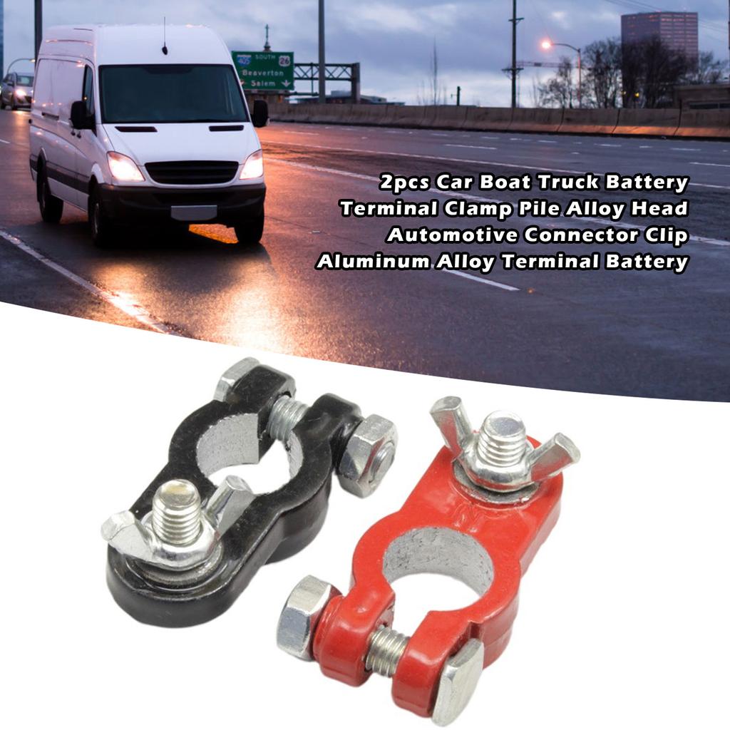 2 Pcs Car Boat Truck Battery Terminal Clamp Pile Alloy Head Automotive Connector Clip Aluminum Alloy Terminal Battery