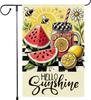 Hello Sunshine Garden Ag Watermelon Lemon Summer Iced Drink Garden Ags 12x18 Inch Double Sided Small Burlap Bees Lawn Pa LLX