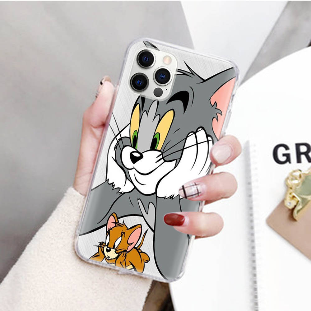 JT49 Tom and Jerry Transparent Case for Samsung A04 A14 A23 M33 M53 Realme 10 9 C35 C55 VIVO Y02 X80 Infinix Hot 30 Note 11 Tecno Spark 8P Pro