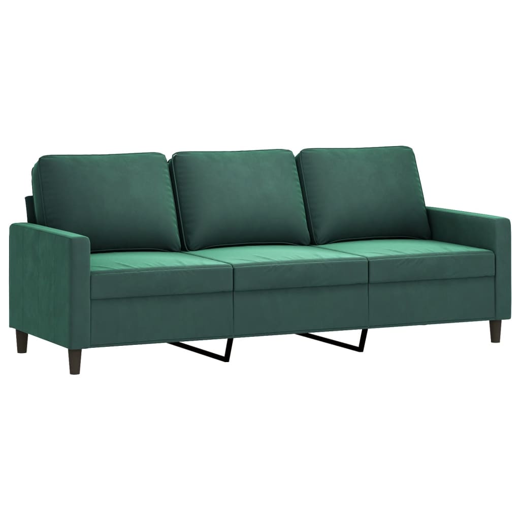 Vidaxl 3-Cz. Relaxation Set With Cushions, Dark Green, Velvet