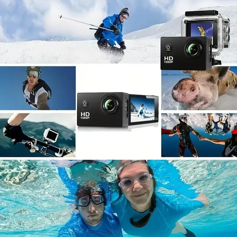 Full HD 1080P Waterproof Sports Camera - 2.0 Inch Mini Camcorder with Accessories for GoPro Style Action Recording