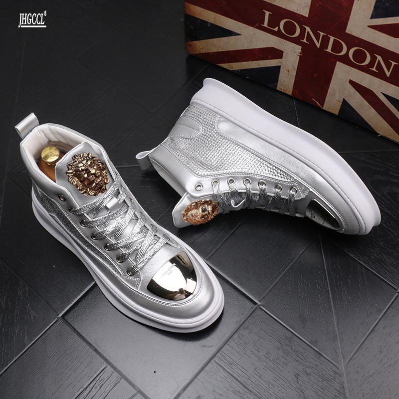 Fashion Designer Fashion Men's Shoes Rhinestone Casual Flats Platform Ankle Boots Sneakers Zapatos Hombre A6