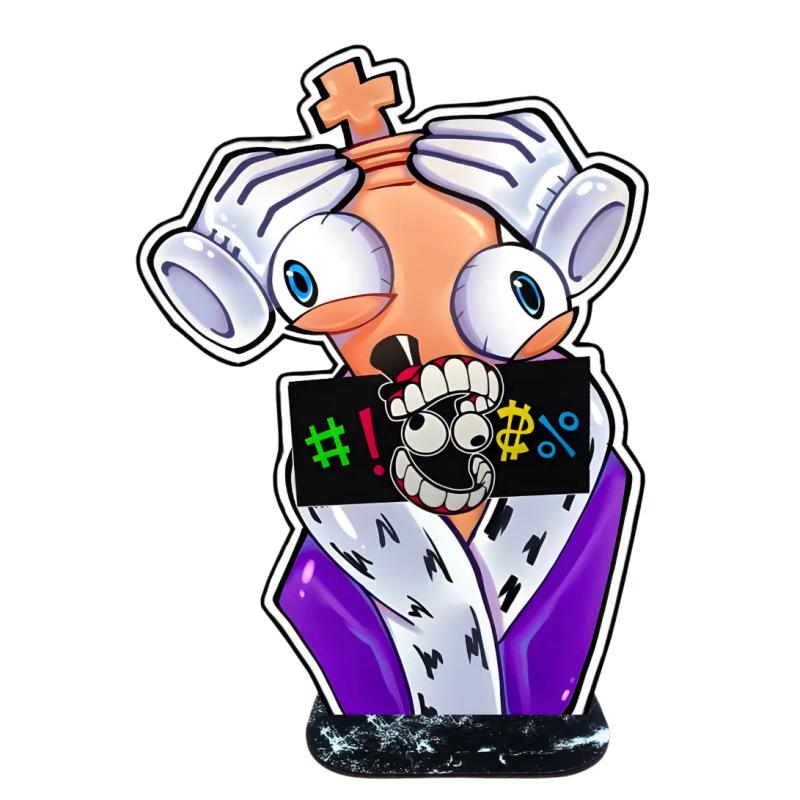 Pomni Caine Wooden Stand Figure Cute Cartoon Anime Character HD Print Smooth Desk Decor Lovely Ornament Collection Gift For Fans