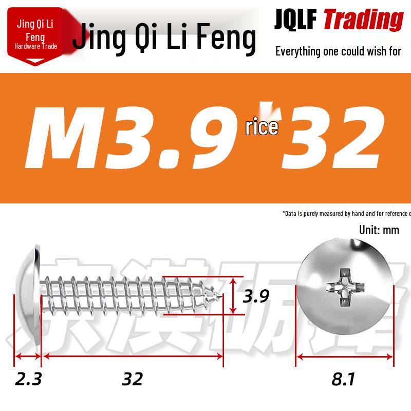 Flat Head Phillips Stainless Steel Self-Tapping Screw M3-M5 for Furniture and Wood.
