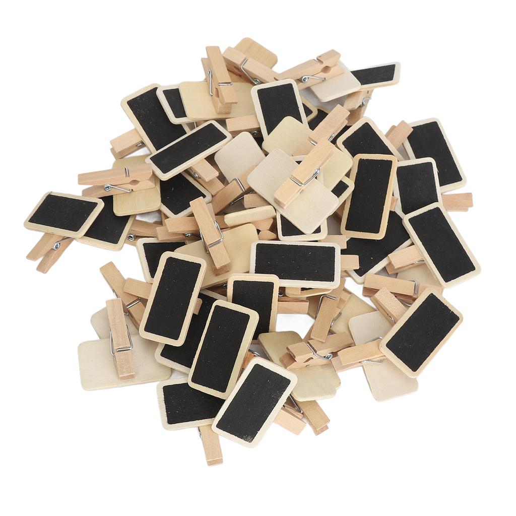 50pcs Miniature Chalkboard Signs with Clamp Reusable Event Decorations Wooden Miniature Blackboard for Weddings Birthday