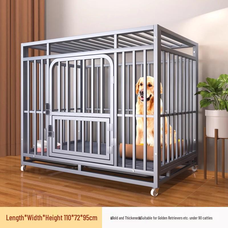 Medium & Large Dog Indoor Kennel with Full Square Tube Design and Built-in Toilet