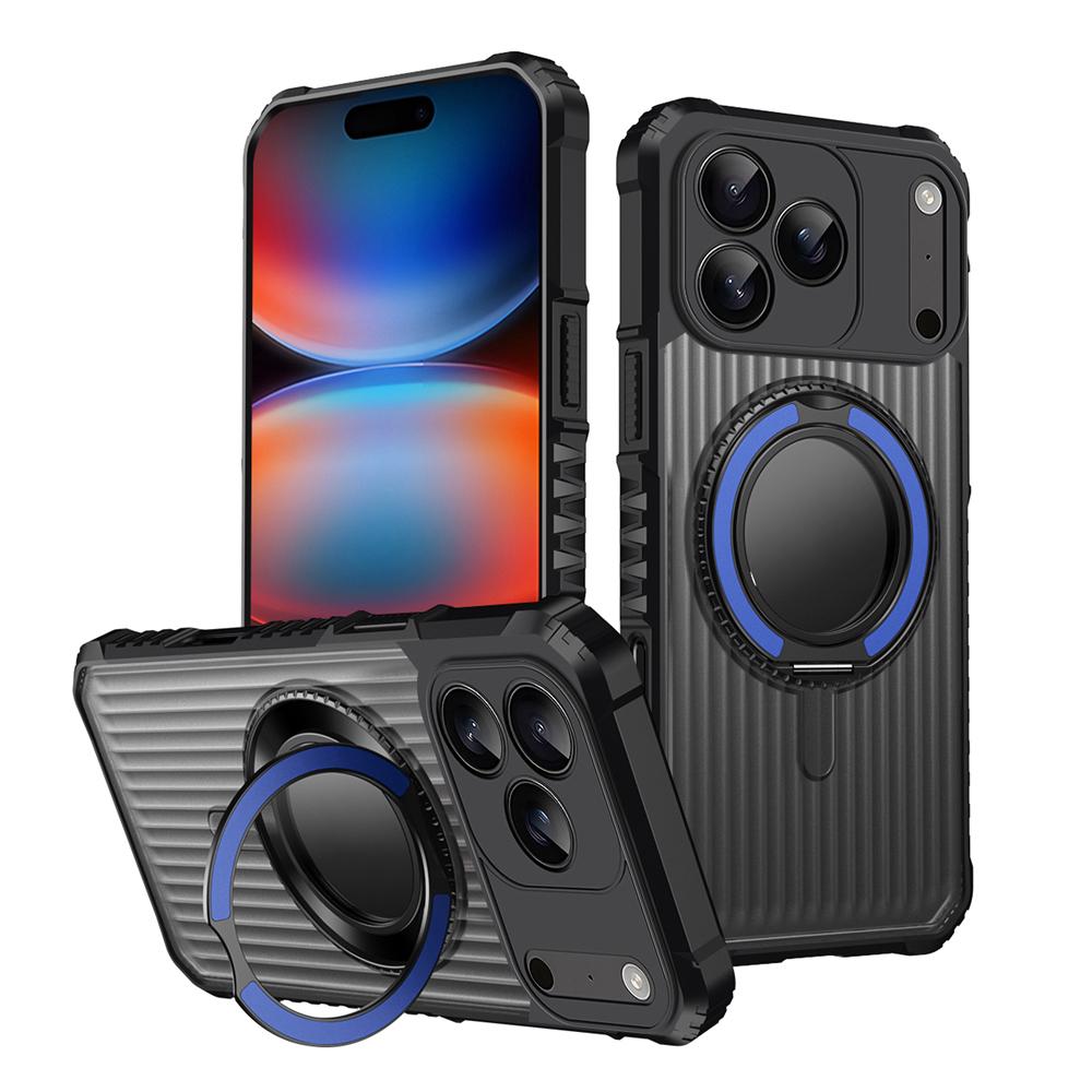 KEYSION Étui avec support anneau rotatif à 360° pour MagSafe pour iPhone 17 Pro Max 17 Air Mat Transparent Magnétique Antichoc Housse de téléphone