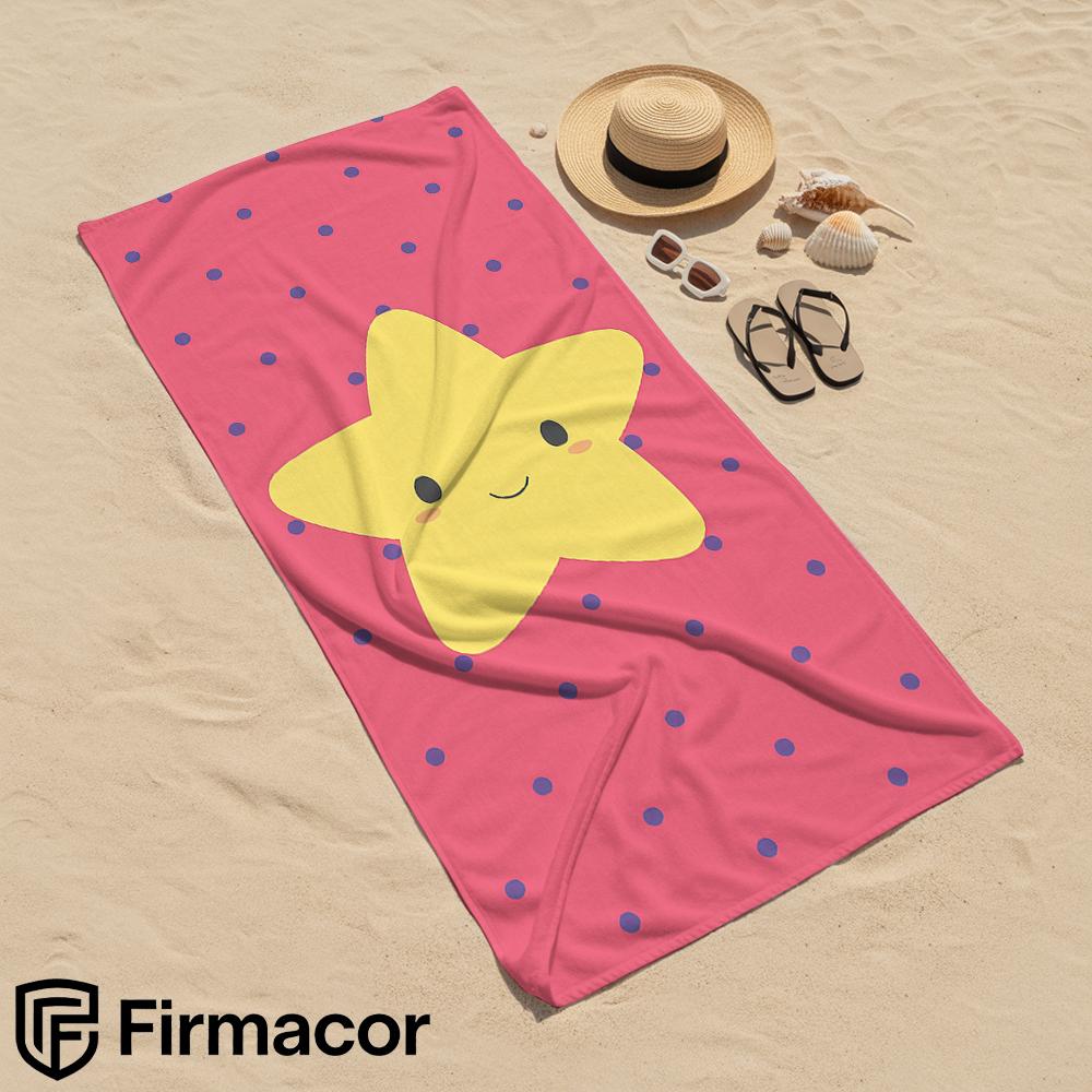 Pink Star Smile Soft Portable Travel Towel Unisex Ultra Lightweight Microfiber Oversized Sand Free Quick Dry Beach Towel