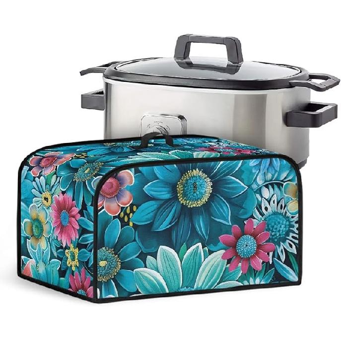 Vintage Floral Butterfly Small Ktichen Appliance Cover 6-8 Quart Slow Cooker,Oval Crock Pot Covers For Kitchen Counter Black, Kitchen Home Décor One Size