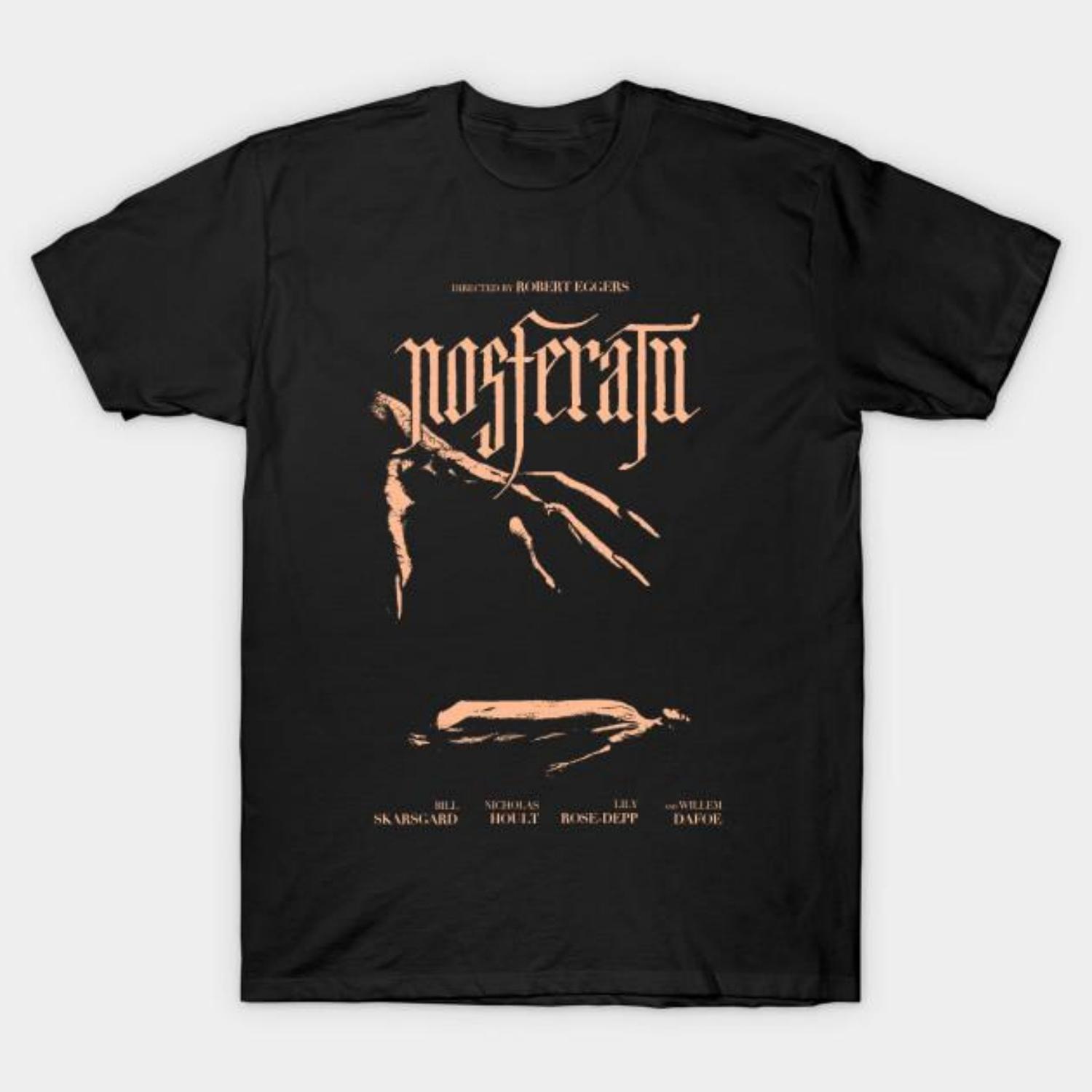 

Men Black Print T-shirt Aesthetic Nosferatu Vintage Horror Movie No-Cut Transfer Paper Print Cotton Tshirt S чёрный