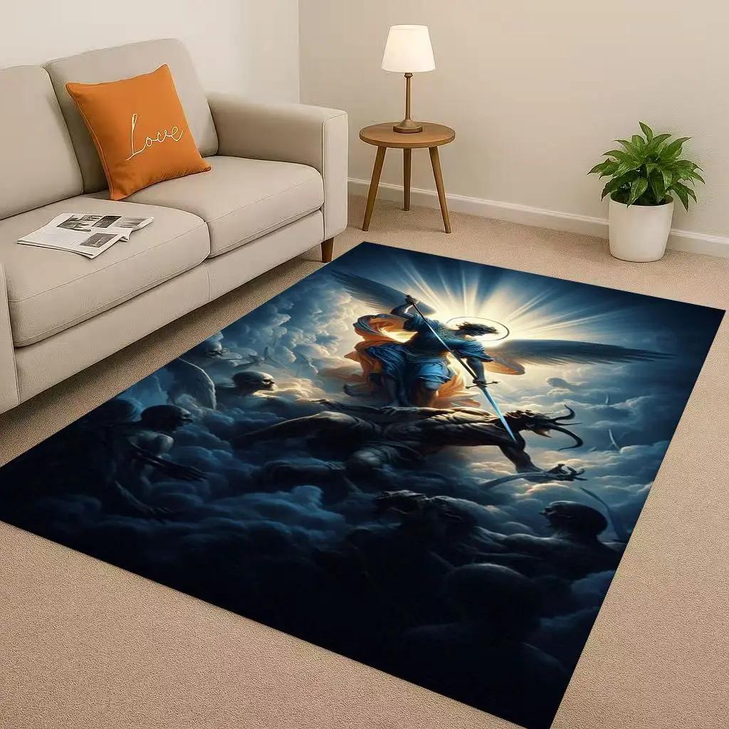 Retro Jesus Virgin Mary Art Living Room Non Slip Area Rug Soft Carpet for Bedroom Playroom Sofa,Easy Clean Home Decor Doormat