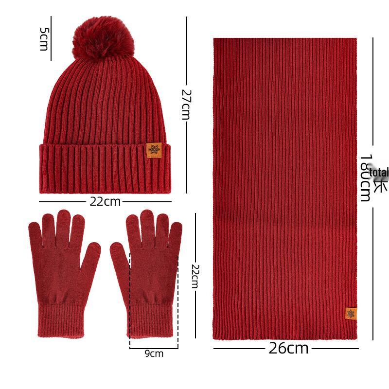 Wool Knitted Hat, Scarf, and Glove Set
