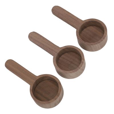 Cuchara medidora de madera de nogal, portátil, de tipo corto, para mezclar sopa, 3 unidades