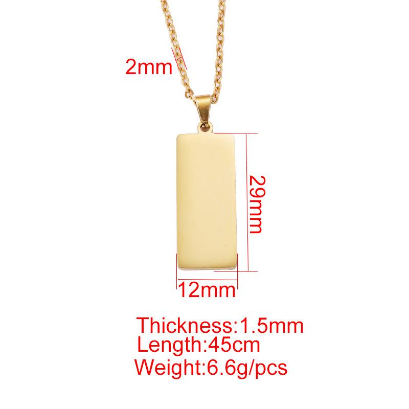 Trendy Geometric Stainless Steel Rectangle Pendant Necklace