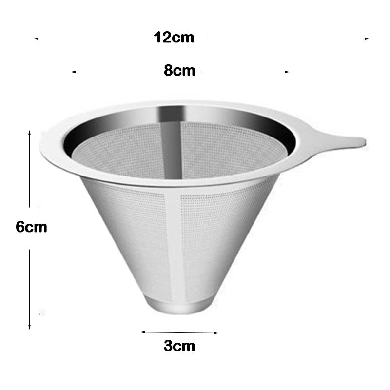 Reusable Double Layer 304 Stainless Steel Coffee Filter Holder Pour Over Coffees Dripper Mesh Coffee Tea Filter Basket Tools