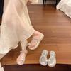 Platform Slippers Women's Summer Wear New Fashion Rhinestone Cover Toes Two Wear Beach Sandals