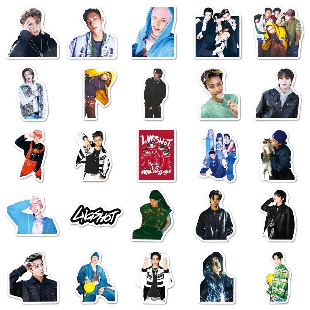 50 Lngshot Stickers: Korean Boy Group Star Merch for Phone Cases & Journals