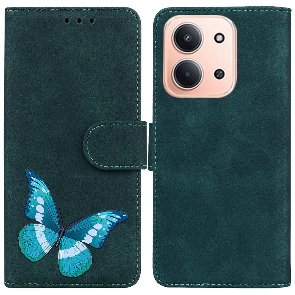 Xiaomi Redmi 15C 5G-hez (EU) (173mm)/15C 4G (EU) (173mm) Álló tok PU bőr telefontok Pillangós nyomtatással