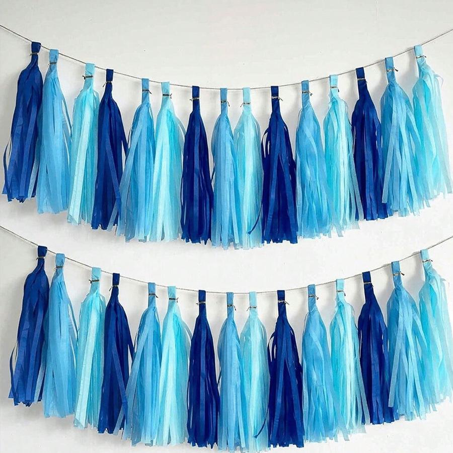 

1Set Blue /Pink/Green/Champagne Tissue Tassel Party Garland Banner for Party Decoration, Birthday Decoration Blue разноцветный
