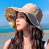 Summer New Printed Double Sided Fisherman's Hat with Large Eaves for Face Covering Sunscreen Hat for Women Outdoor Sun Hat
