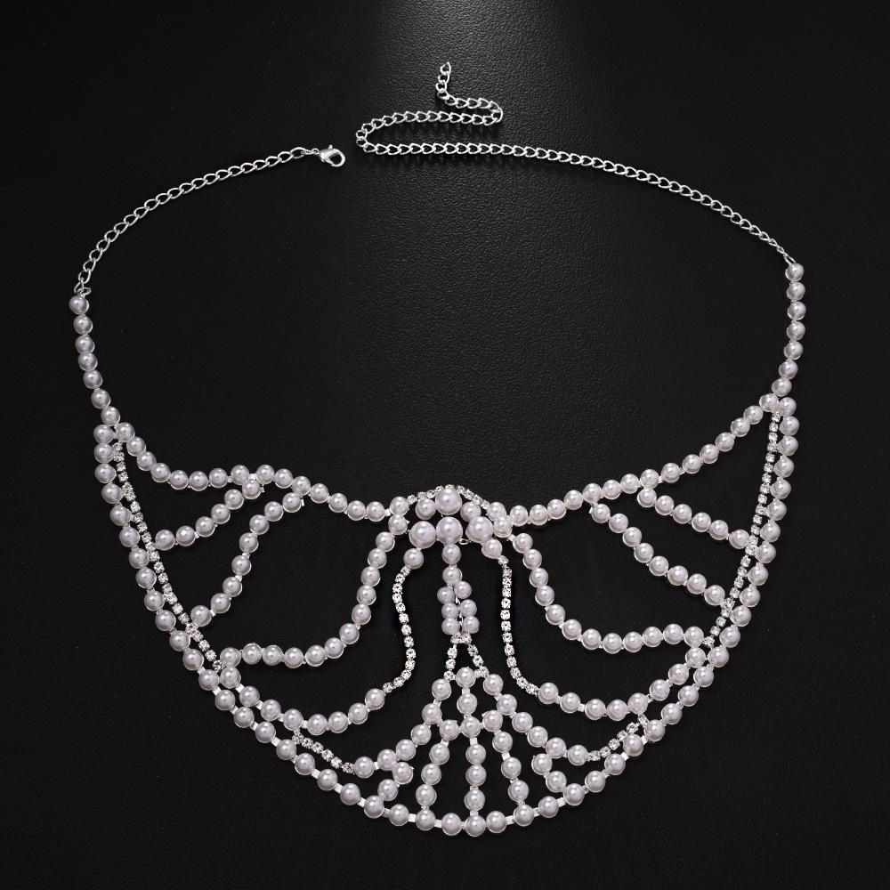 Pearl Rhinestone Banquet Mask for Face Women Sexy Face Jewelry Stage Masquerade Mask Carnival Ball Prom Party Face Accessory
