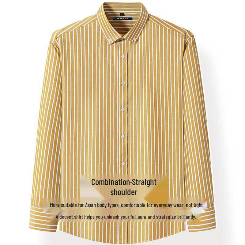 Luomeng Men's Spring Autumn Striped Long-Sleeve Shirt