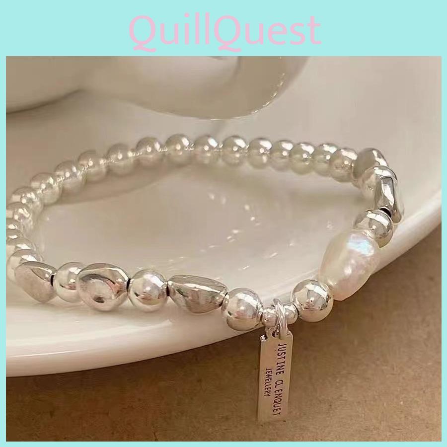 Stylish Irregular Pearl Silver Bracelet Handmade High-end Women's Fashion Accessory