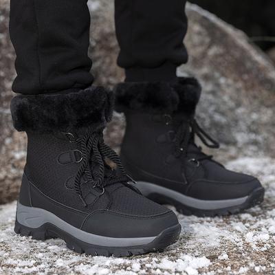 Winter Couple Snow Boots High Top Men And Women Hiking Shoes Cotton Shoes Comfortable Warm Plus Velvet Non-Slip Elderly Shoes