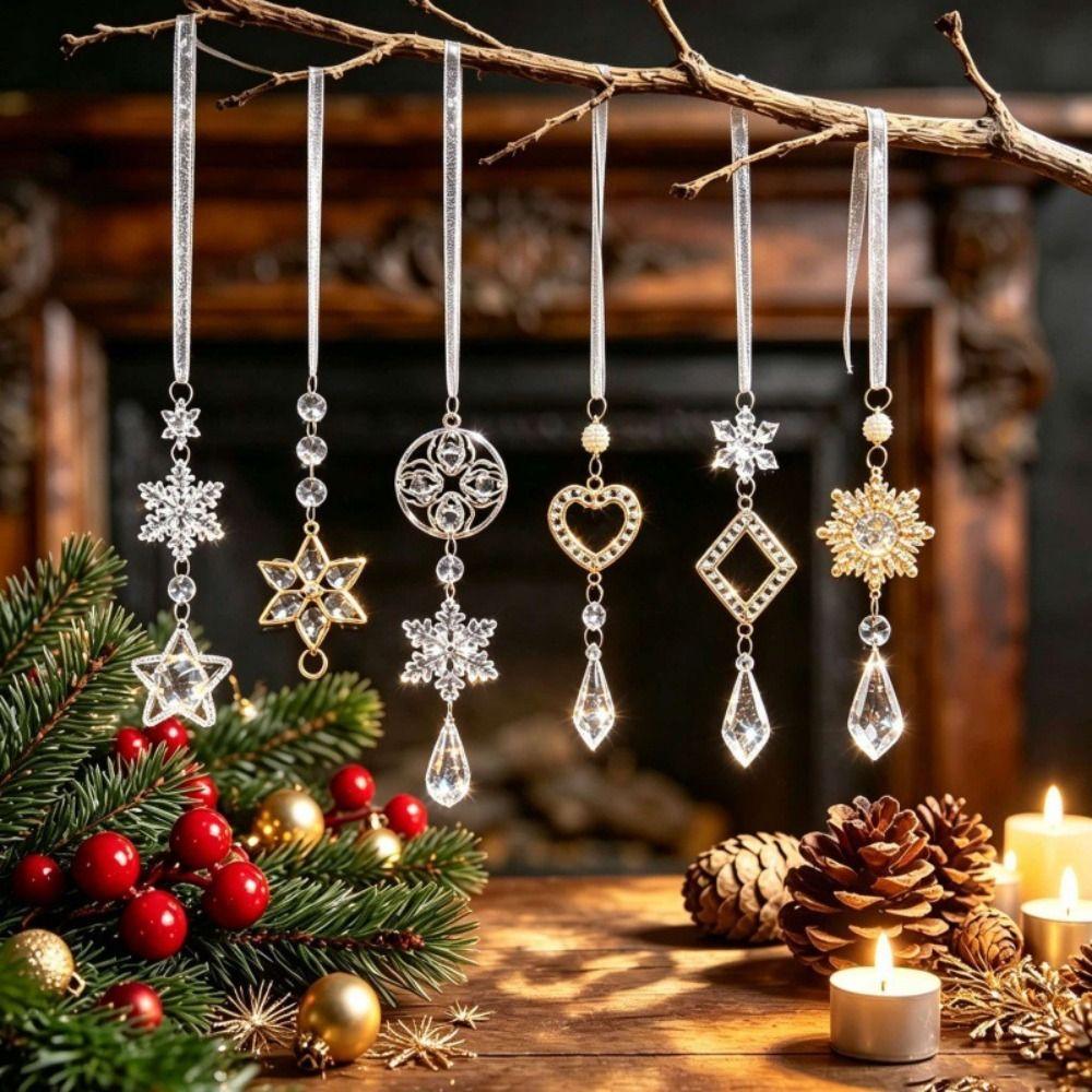 1pc Decorative Crystal Pendants Christmas Tree Ornaments Window Decoration