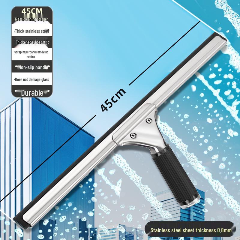 Stainless Steel Glass & Window Cleaning Scraper with Retractable Squeegee