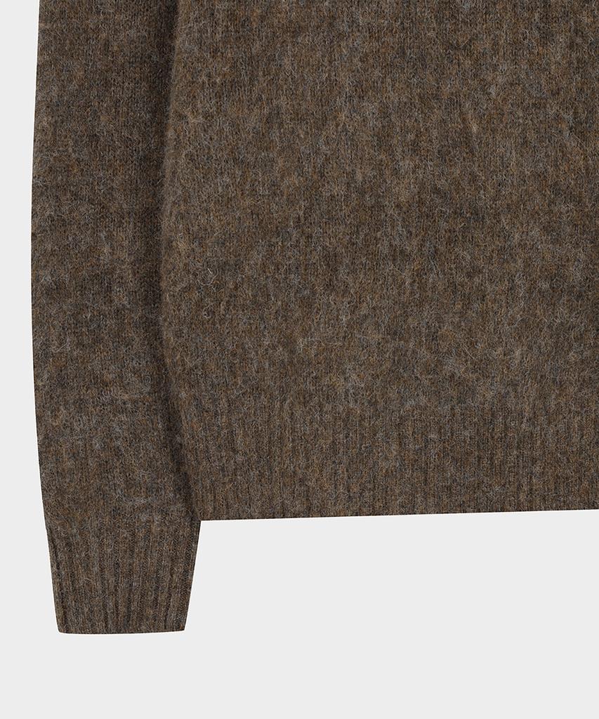 BROOKS BROTHERS Brushed Wool Classic Sweater (Brown) (Bbwrmm42844Ew)
