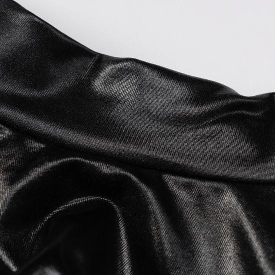 Turtleneck Long Sleeve Hip Wrap Pleated Bodycon Dress Autumn Faux Leather High