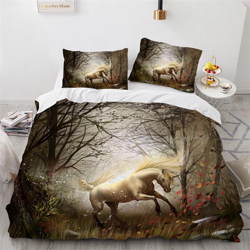 Cartoon Einhorn Fliegendes Pferd Bettwäscheset Jungen Mädchen Einzelbett Queen Size Bettbezug Kissenbezug Bett Kinder Erwachsene Heimtextil
