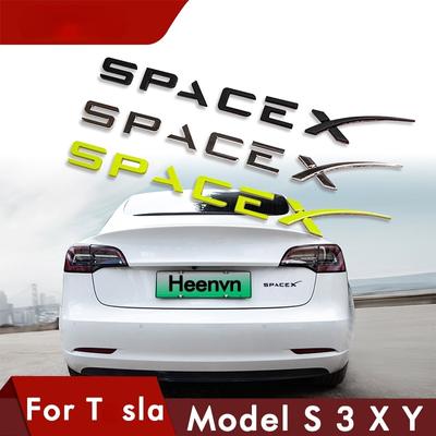 Heenvn New Trunk Space X Logo Sticker For M-odel Y 3 S X 2021 Accessories M-odel Y Car M-odel3 Three Aluminium Alloy
