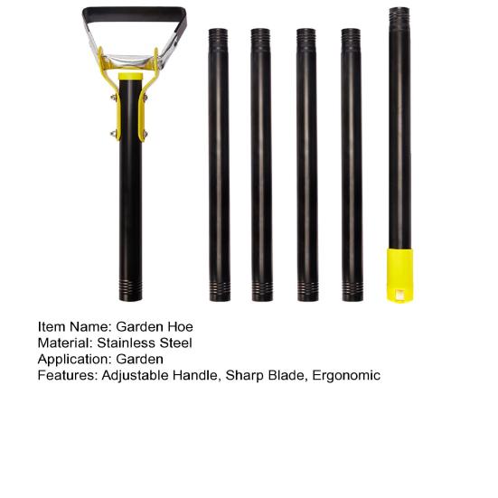 Double-Ended Garden Hoe & Weeder Heavy Duty Scuffle Hoe for Soil Loosening & Weed Removal 30-72 Inch Height Adjustable Long Handle Garden Tool for