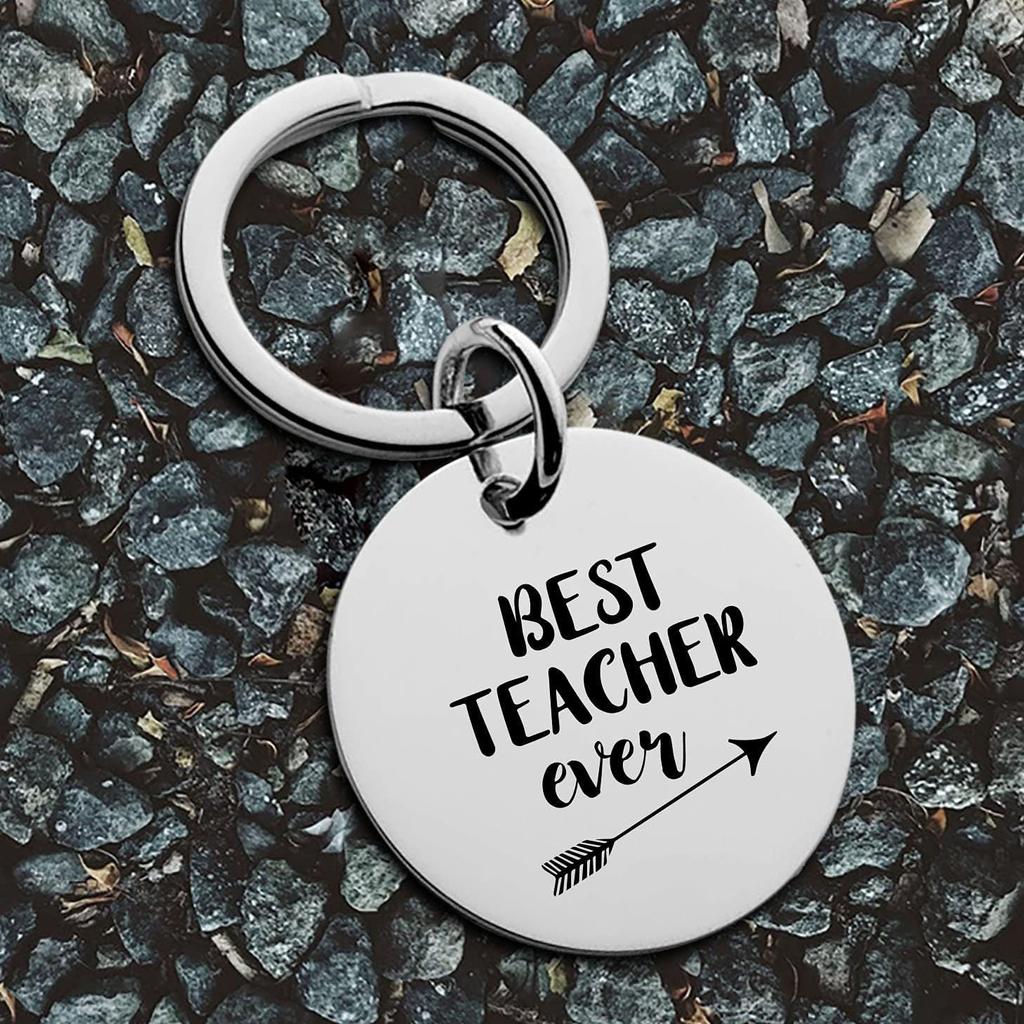 Best Teacher Ever Stainless Steel Keychain Thanksgiving Design Fashion Bag Pendant Practical Teacher's Day Appreciation Gift