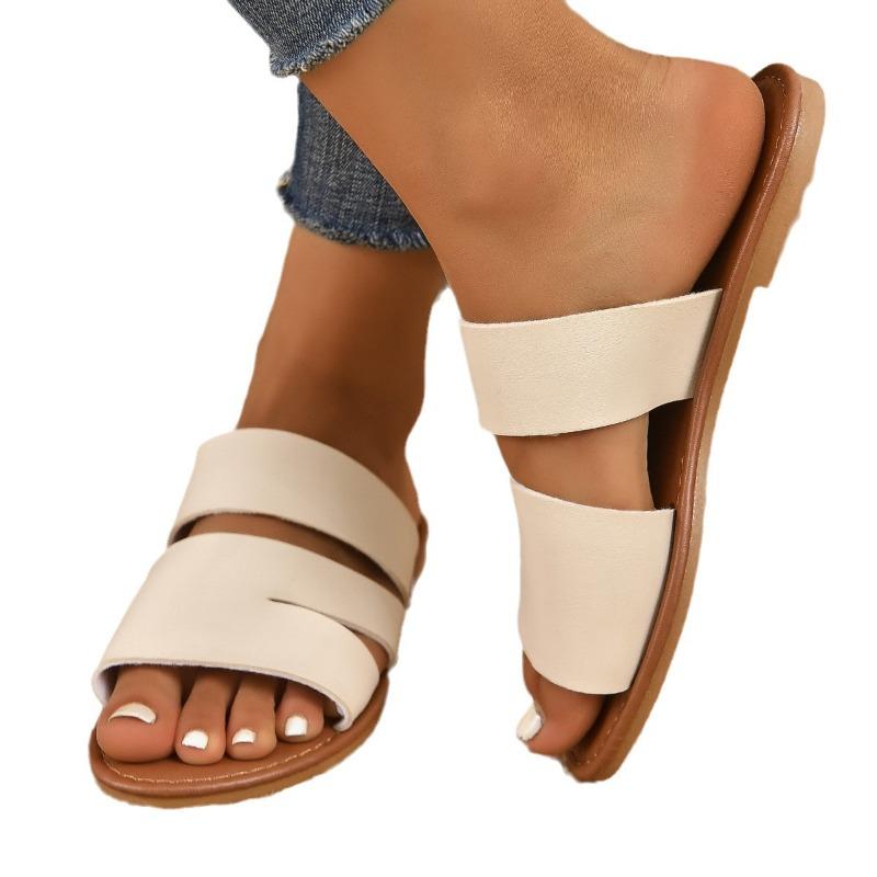 Sandal Slippers Women Spring Summer Casual Outer Wear Set Toe One Strap Flat Bottom Slippers