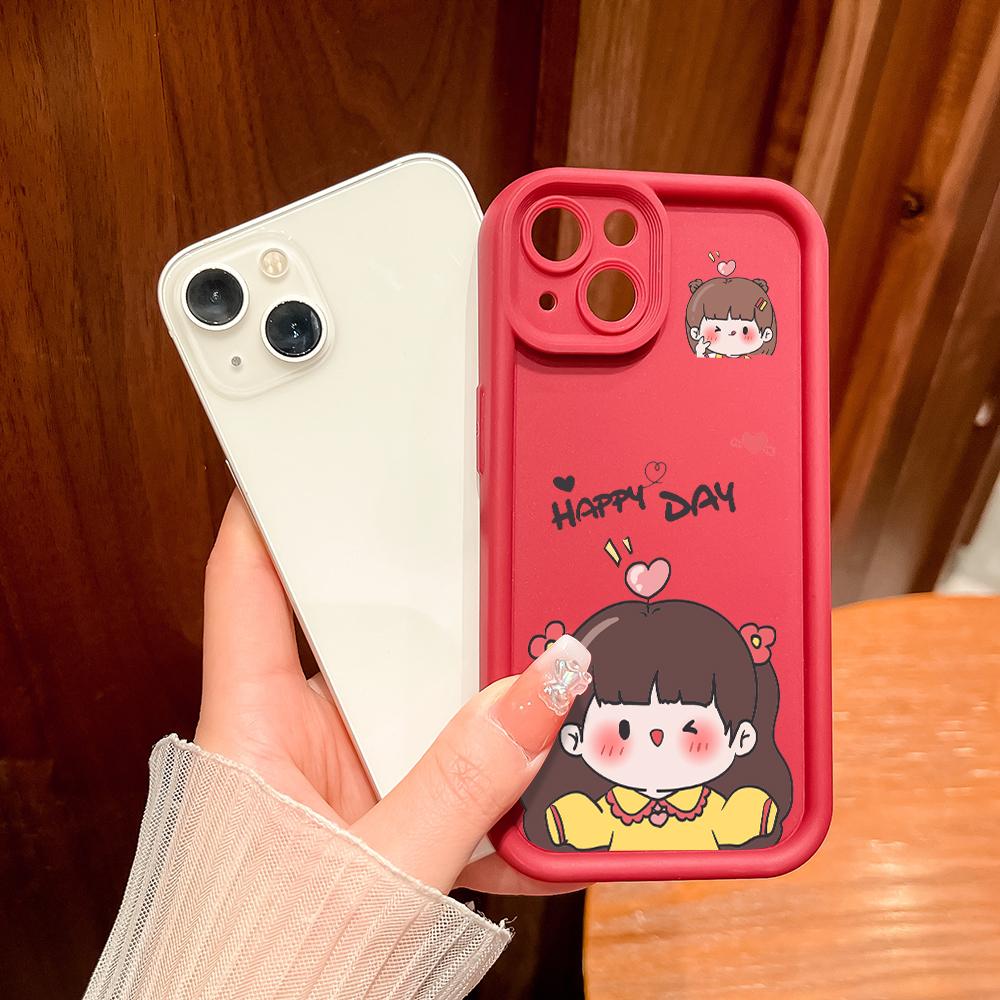 Для iPhone 16 15 Pro Max Redmi Note 13 12 11 Pro Samsung S23 FE S24 Plus S24 Ultra A52 A72 A54 Lovely Girl Full Lens Protective Soft Silicone Phone Case