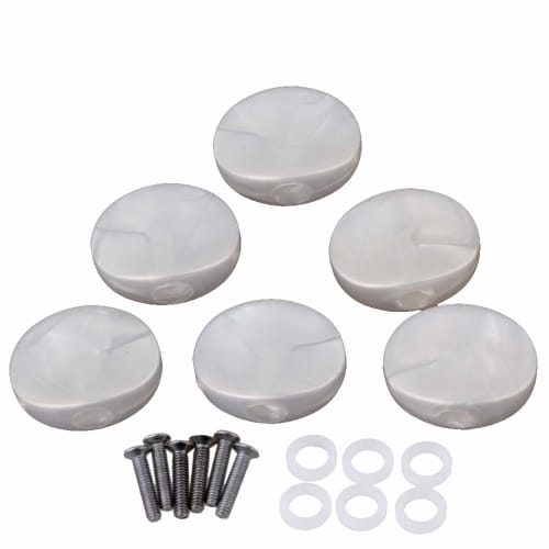 

Yibuy 6-Pack White Pearl Machine Head Buttons with Screws and Washers for Electric Guitars and Ukuleles