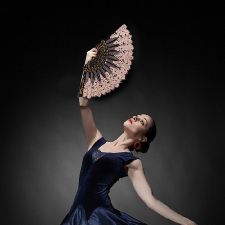 Golden Floral Folding Hand Fan Vintage Cloth Fabric Fans Chinese Foldable Hand Fan for Wedding Festival,Dances,Party