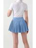 Damen Tennisrock mit hohem Bund: Fake zweiteiliger plissierter Sport-Skort mit integrierten Shorts.