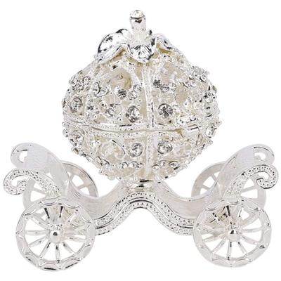 Rhinestone Crystal Pumpkin Carriage Trinket Box Jewelry Box Diamond Gift Collectible Figurine Decorative Jewelry Display Holder Organizer