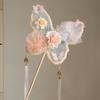 Long Handled Chinese Style Fan Handmade Dance Fan Ancient Flower Fan  Artistic Performance