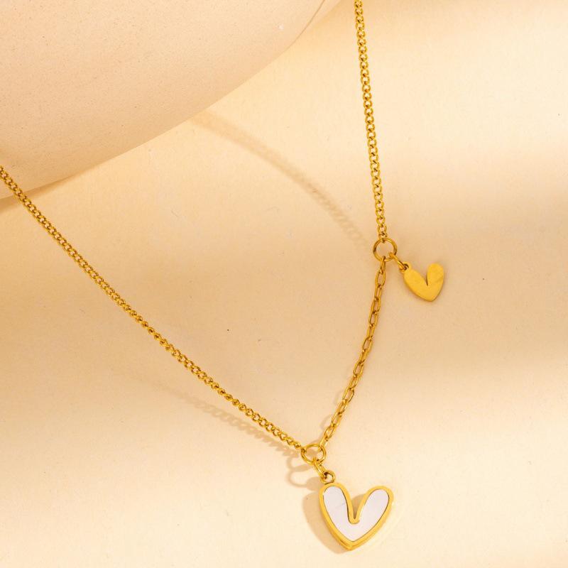 

Minimalist French White Shell Heart Necklace - Stainless Steel Women s Summer Style