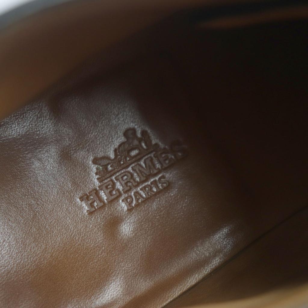 HERMES Ankle boots  Double Monk Leather Shoes Dark brown leather mens 40.5 Used